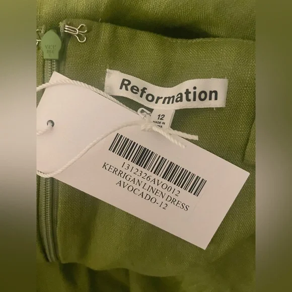 Reformation Kerrigan Linen Dress in Avocado Green - Picture 11 of 12